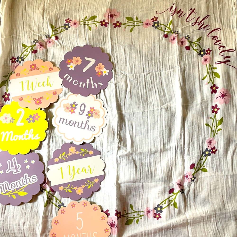 🦋Baby’s first year blanket and cards set